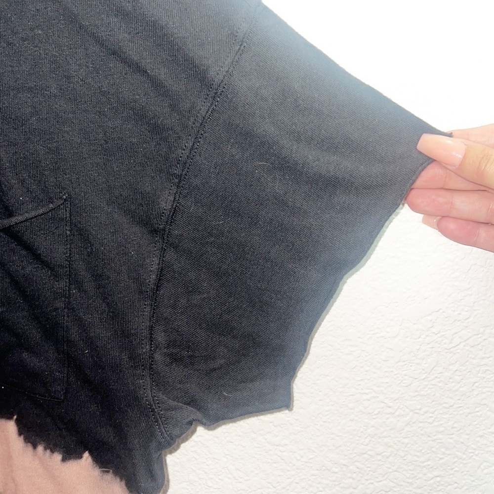 Offline By Aerie Cotton Black Tan Tie Dye Raw Hem Tie Front Short Sleeve Shirt - Picture 4 of 12
